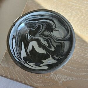 Studio Pottery Black & White Swirl Catch All Small Bowl Dish